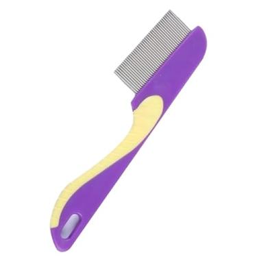 Imagem de Pente para pulgas Remover pulgas e carraças Remover pêlos mortos Cão e gato Animais de estimação (1,Roxo (Dente Curto))