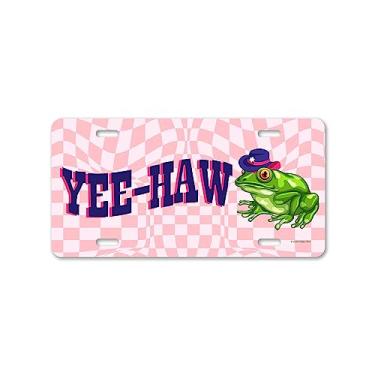 Imagem de Honey Dew Gifts, Yee-Haw, 30,48 cm x 15,24 cm, Feito nos EUA, placa decorativa engraçada, placas para carros, placas de carro inovadoras, decoração de garagem, acessórios de carro ocidentais, decoração de quarto