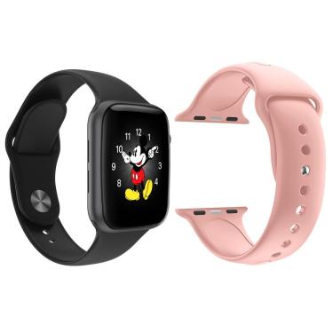 Imagem de Kit 1 Smartwatch Ld5 Preto + 1 Pulseira Extra Rosa