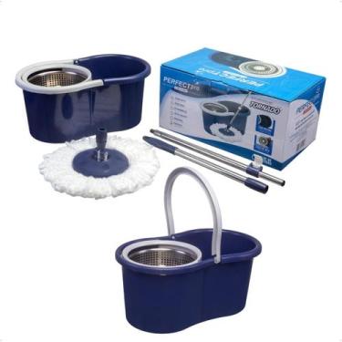 Imagem de Mop Giratório Tornado Perfect Pro Condor Cesto Inox Cor Azul Centrifug