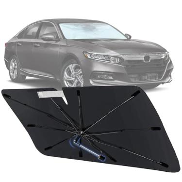 Imagem de Guarda-sol de para-brisa para Honda Accord 2018-2022, para-sol de janela frontal dobrável com eixo rotativo de 360°, persianas de carro de ajuste personalizado para acessórios Accord com proteção UV e