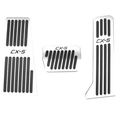 Imagem de BOYOUS 3 peças de alumínio antiderrapante desempenho nti-slip sem perfuração pedais de descanso pedal acelerador pedal de freio capa para Mazda 2013-2025 CX-5 (prata)