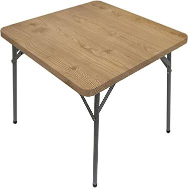 Imagem de CESGFC Toalha de mesa de madeira, estampa de textura de prancha de madeira, borda elástica, capa de mesa de jantar interna/externa, adequada para mesa quadrada de 112 x 111 cm