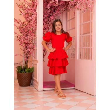 Imagem de Vestido Infanto Juvenil Com Manga Bufante Alfaiataria Com Laço Atrás S