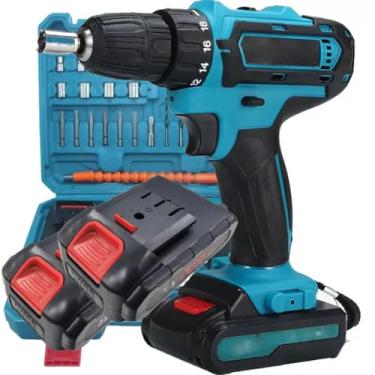 Imagem de Parafusadeira e Furadeira 48V Bivolt sem Fio, Kit com 24 Peças, Bateria Recarregável, Maleta