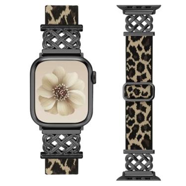 Imagem de Pulseiras de nylon femininas compatíveis com Apple Watch séries 10, 9, 8, 7, 6, 5, 4, 3 e SE, Ultra 2 1 de 44 mm, 45 mm, 42 mm, 46 mm, 49 mm