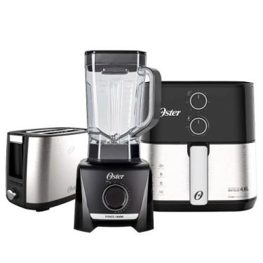 Imagem de Kit Black Inox Oster Fritadeira Liquidificador Torradeira 110V
