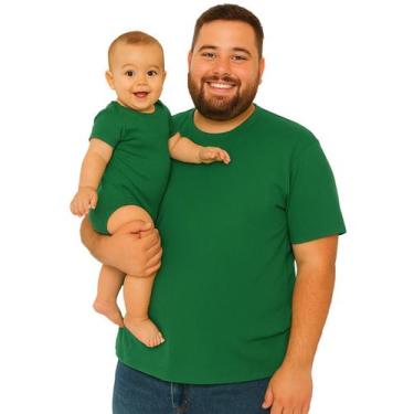 Imagem de Kit Tal Pai Tal Filho Camiseta Básica Lisa e Body Bebê Papai Tamanho P