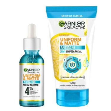 Imagem de Garnier Adeus Acne Kit - Limpeza Facial 3 em 1 + Sérum Antiacne - Garn