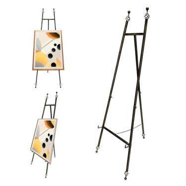 Imagem de JIANZHUO Cavaletes De Ferro Ajustáveis Para Artes E Ofícios, Suporte Metal Com Corrente Espelho, Chão 58" Placa Casamento (Bronze)