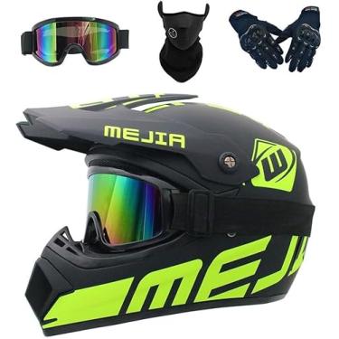 Imagem de Capacete De Motocross Para Crianças, Conjunto De Capacete De Moto Para Meninos E Meninas Bmx Bicycle Mtb Atv Offroad Dh Helmet, Black, S(52-53cm)