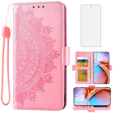 Imagem de Asuwish Capa de telefone para Motorola Edge+ Plus 2023/Edge 40 Pro 5G/Moto X40 Capa carteira protetora de tela de vidro temperado porta-cartão de crédito flip alça de pulso suporte acessórios de