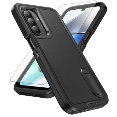 Imagem de Asuwish Capa de celular para Samsung Galaxy A26 5G com protetor de tela de vidro temperado, suporte oculto híbrido, resistente, à prova de choque, rígida, proteção resistente A 26 26A LTE mulheres