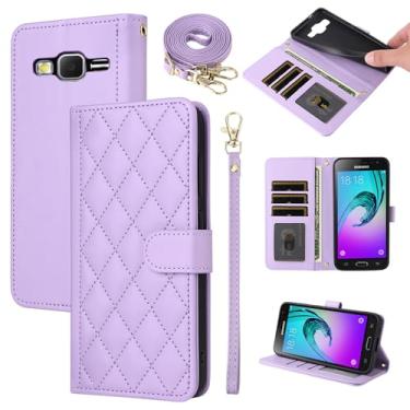 Imagem de Furiet Capa carteira para Samsung Galaxy J7 2015/J7 Neo/J7 Nxt/J7 Core/7J Duos com alça de pulso, alça de ombro, vários compartimentos para cartões, capa de telefone com suporte para SM J700 J700P