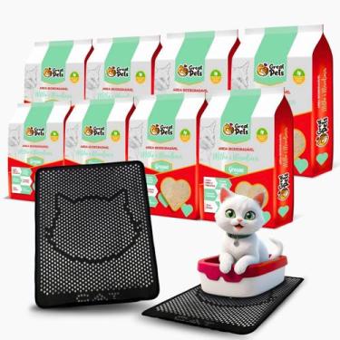 Imagem de Kit 8 Areia Biodegradável Grossa 2Kg Great Pets Com Tapete