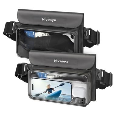 Imagem de Niveaya Pochete IP68 à prova d'água – pacote com 2, bolsa seca flutuante, bolsa de cintura impermeável para celular, bolsa seca, praia, caiaque, natação, itens essenciais de barco, para iPhone 17/16