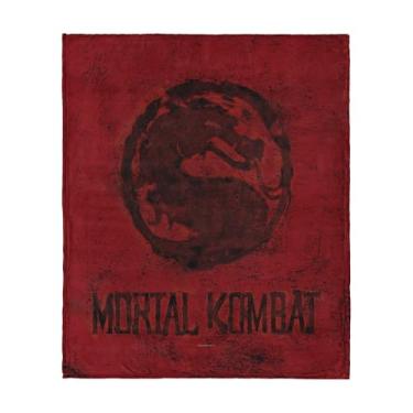 Imagem de Cobertor de lã de ovelha Mortal Kombat com toque de seda – logotipo vermelho, frente de lã ultramacia com costas de sherpa aconchegante, 102 x 127 cm
