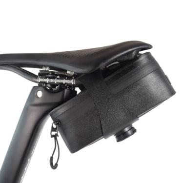 Imagem de HOUSON Bolsa de selim de bicicleta à prova d'água com liberação rápida | Bolsa de selim TPU de 0,5 L | Botão giratório | Suporte de luz traseira | para bicicletas MTB/Road (82 x 57 x 147 mm)