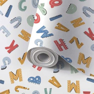 Imagem de Papel de parede autoadesivo mural de parede ABC sem costura padrão simples desenho animado bonito dinossauro alfabeto impressão papel de contato inquilino papel de parede amigável para cozinha