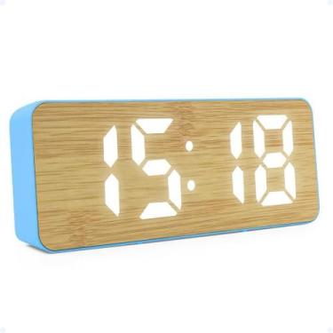 Imagem de Relógio Despertador de Mesa em Bambu com LED Moderno e Elegante - NoBr