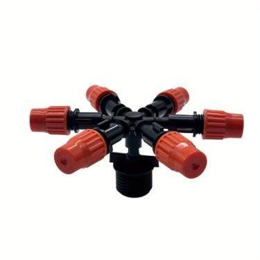 Imagem de 1 conjunto com seis bicos ajustáveis 1/5.1 cm micro spray fluxo de irrigação gotejadores de 6 vias, micro - sistema de irrigação por gotejamento micro - cabeça de pulverização anti-entupimento