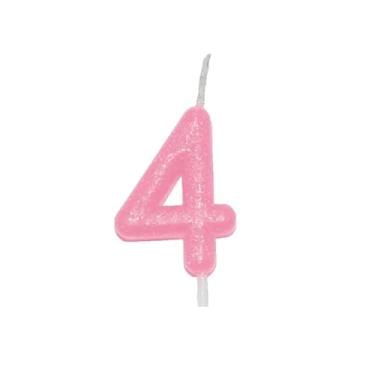 Imagem de Vela Aniversario Rosa c/Glitter - Silver Festas (Numero 4)