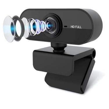 Imagem de Webcam para Computador e Notebook full HD 1080P Com Microfone Embutido Foco Automático Home Office USB Plug Play Ajuste automático de brilho + Compensação Automática de Cores