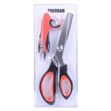 Imagem de ZHUORAN Tesoura De Picotar Tecido, Em Zigue-Zague, Lâmina Afiada Aço Inoxidável, Cabo Macio E Confortável, Adequada Para Destros Canhotos (Preta)