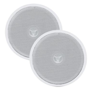 Imagem de Kit 2 Arandela Alto Falante Som Ambiente Acustica Teto Parede Embutir Gesso Redonda Coaxial Leson 140w Rms