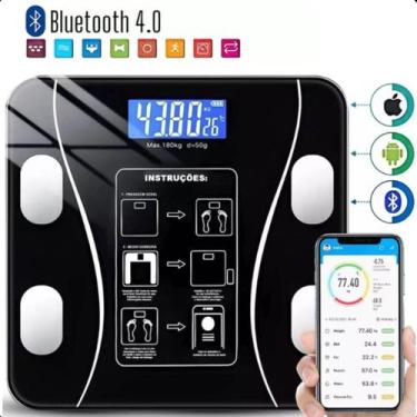 Imagem de Balança Digital Bluetooth Completa Preto 180kg Vidro Bioimpedância - L