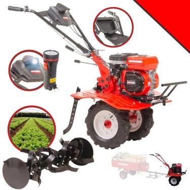 Imagem de Tratorito Tipo Tobata À Gasolina Kawashima MCG780A Motor 4 Tempos 212cc 7HP Motocultivador Completo Com 24 Lâminas Cultivadoras e Rodas de Transporte