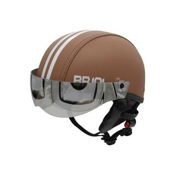 Imagem de Capacete Coquinho Scooter Elétrica Bike Skate Patinete BR 101 Premium Viseira Silver (Marrom Creme, M - VESTE 57/58)