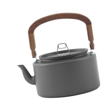 Imagem de kowaku Chaleira de acampamento, cafeteira, versátil e portátil para ferver água, chaleira para chá ao ar livre para acampamento, viagem, churrasco, Cinza