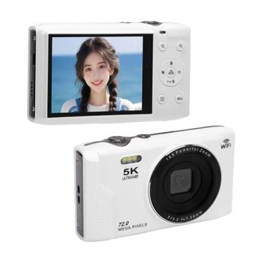 Imagem de VBESTLIFE Câmera Digital 5K, 72MP UHD AutoFocus Point e Shoot Camera Com Flash, Vlog Camara Com Zoom 16x, Wi -Fi, Tela de 2,8 Polegadas, Memória de 64 GB (Branco)