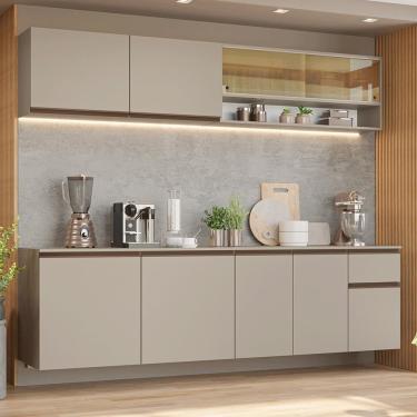 Imagem de Armário De Cozinha Completa 240 Cm Suspenso Nice Madesa 05 Crema