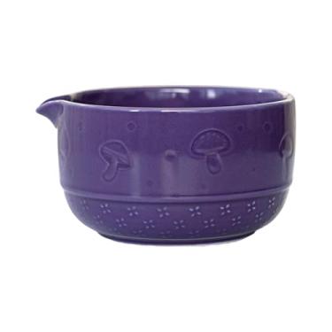 Imagem de AFXGUSD Tigela de Mistura Chawan Matcha com Bico de 450 Ml, Perfeita para Presentear, Roxo, Tamanho real