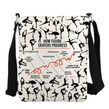 Imagem de JYTAPP Bolsa transversal para patinadores artísticos, como patinadores artísticos, bolsa de progresso, treinadores de patinação no gelo, presente de prática de competição para mulheres, Bege, Small