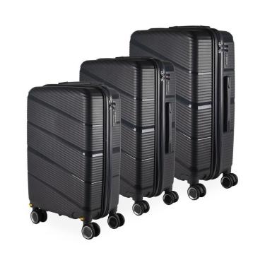 Imagem de Kit Malas 32Kg +23Kg +10Kg Polipropileno Inquebrável Grafite