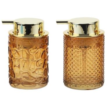 Imagem de Yangzi, Kit 2 Porta Sabonete Líquido Vidro Luxo Âmbar Gold 260ml
