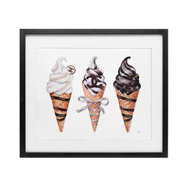 Imagem de Stupell Industries Impressão emoldurada preta sorvete de marca de moda sob vidro design por Amanda Greenwood, 13 x 16