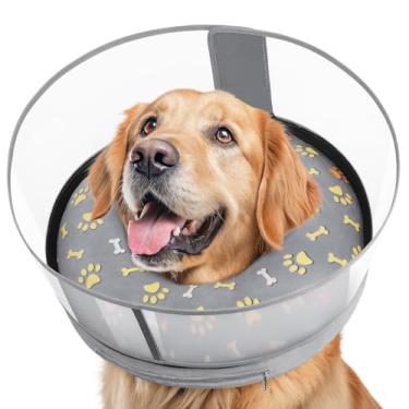 Imagem de Didopet Cone inflável para cães com escudo transparente anti-lamber, coleira protetora para donut após cirurgia, cone de recuperação macio ajustável para animais de estimação, coleira alternativa com