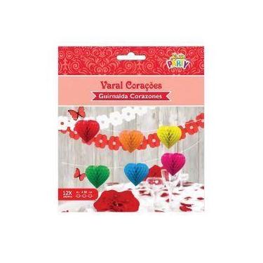 Imagem de Varal Decorativo Corações Com 4 Metros Colorido - Festas e Fantasias