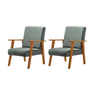 Imagem de Kit 2 Poltronas Decorativas Para Sala Juliana Veludo Cinza