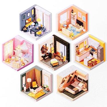 Imagem de Pintoo Conjunto De Azulejos Parede Quebra-Cabeça Série Cozy Corner - Sete Dos 56 Quebra-Cabeças Criam Exibições 3D Com Tiras Reutilizáveis, Sem Necessidade Cola [Hx1164]