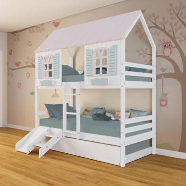 Imagem de Treliche Casinha Bela Kit Escada/Escorregador - Madeira Maciça Branco/