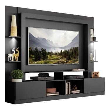 Imagem de Estante Com Suporte Tv 65" E Leds Berlim Multimóveis V3384 Preta Preto