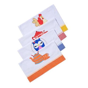 Imagem de Kit 20 Panos De Prato Pe De Galinha Com Aplicação Patchwork - Pano a p