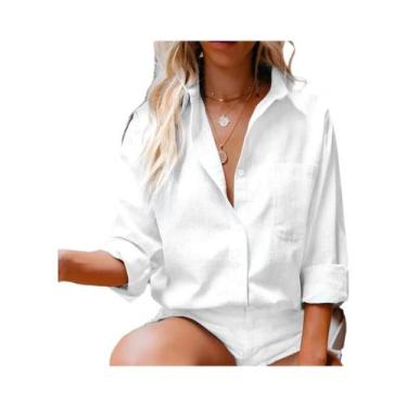 Imagem de Camisa Feminina Vintage Harajuku - Algodão e Linho - Manga Comprida, B