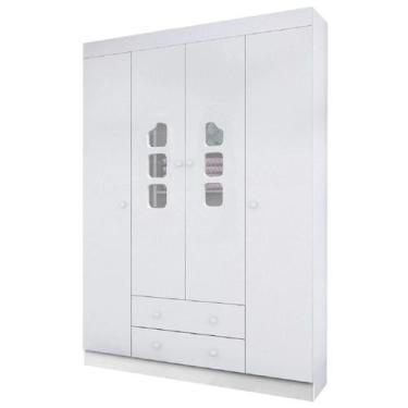 Imagem de Roupeiro Ana Lívia 100% MDF Infantil Branco 4 Portas para Quarto - Bel