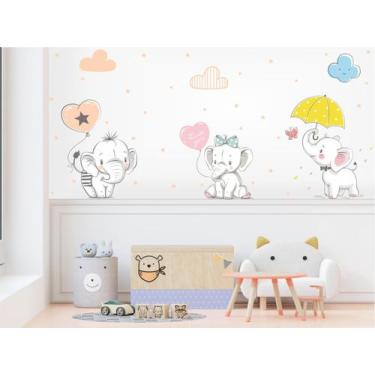 Imagem de Adesivo de Parede Infantil Elefantes e Guarda Chuvas - Colakoala Adesi